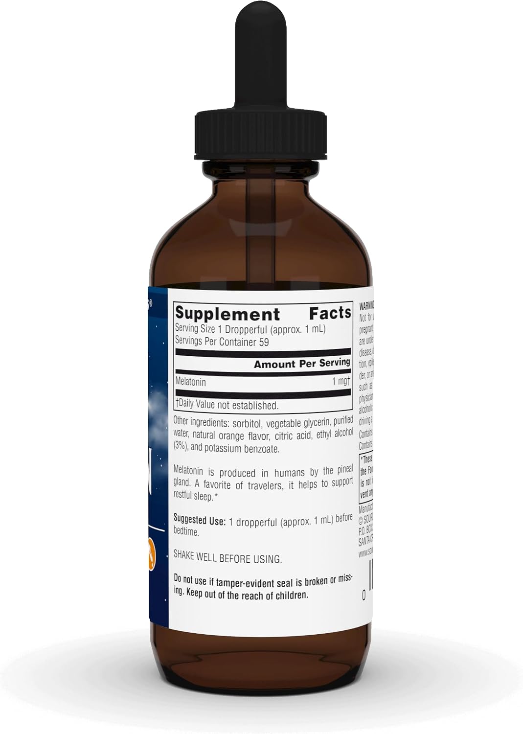 소스 내추럴스 멜라토닌 설하 액상 내추럴 오렌지 4 fl oz – 혀 밑에 떨어뜨려 섭취하는 수면 리듬 · 숙면 지원 포뮬러