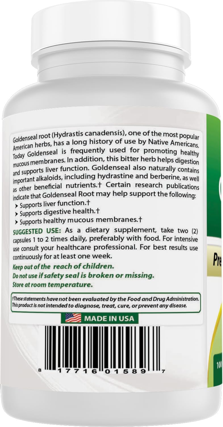 베스트 내추럴스 골든씰 루트 570mg 100캡슐 – Goldenseal Root Hydrastis canadensis · Non-GMO · 글루텐프리