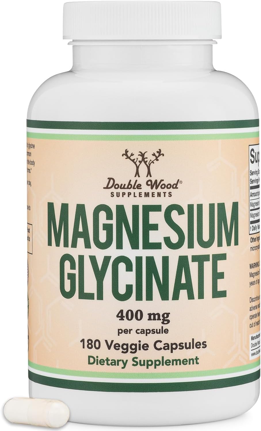 ダブルウッドマグネシウムグリシン酸塩400mg - 180ベジカプセル