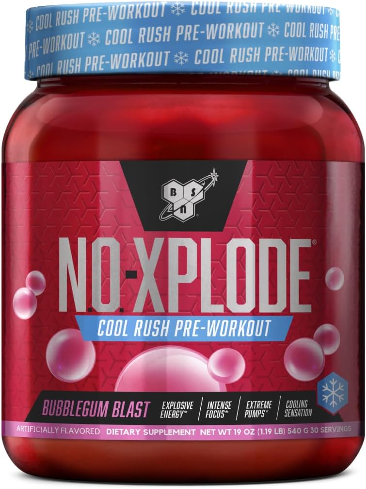 비에스엔 노익스 플로드 쿨 러쉬 프리 워크아웃 파우더 30 Servings – 운동 전 섭취용 파우더 타입