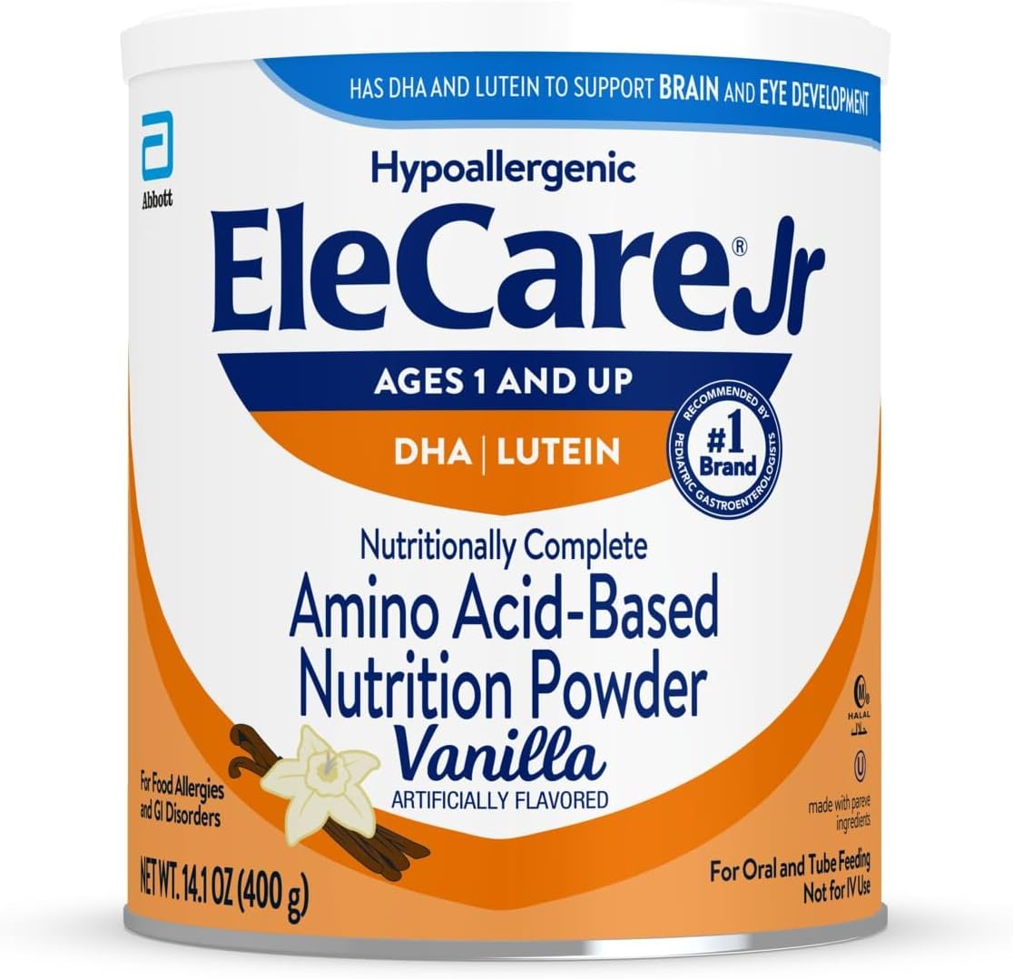 EleCare Jr バニラ、DHA＆ルテイン配合アミノ酸ベース栄養パウダー、1歳以上のお子様に最適な栄養バランス、14.1オンス缶
