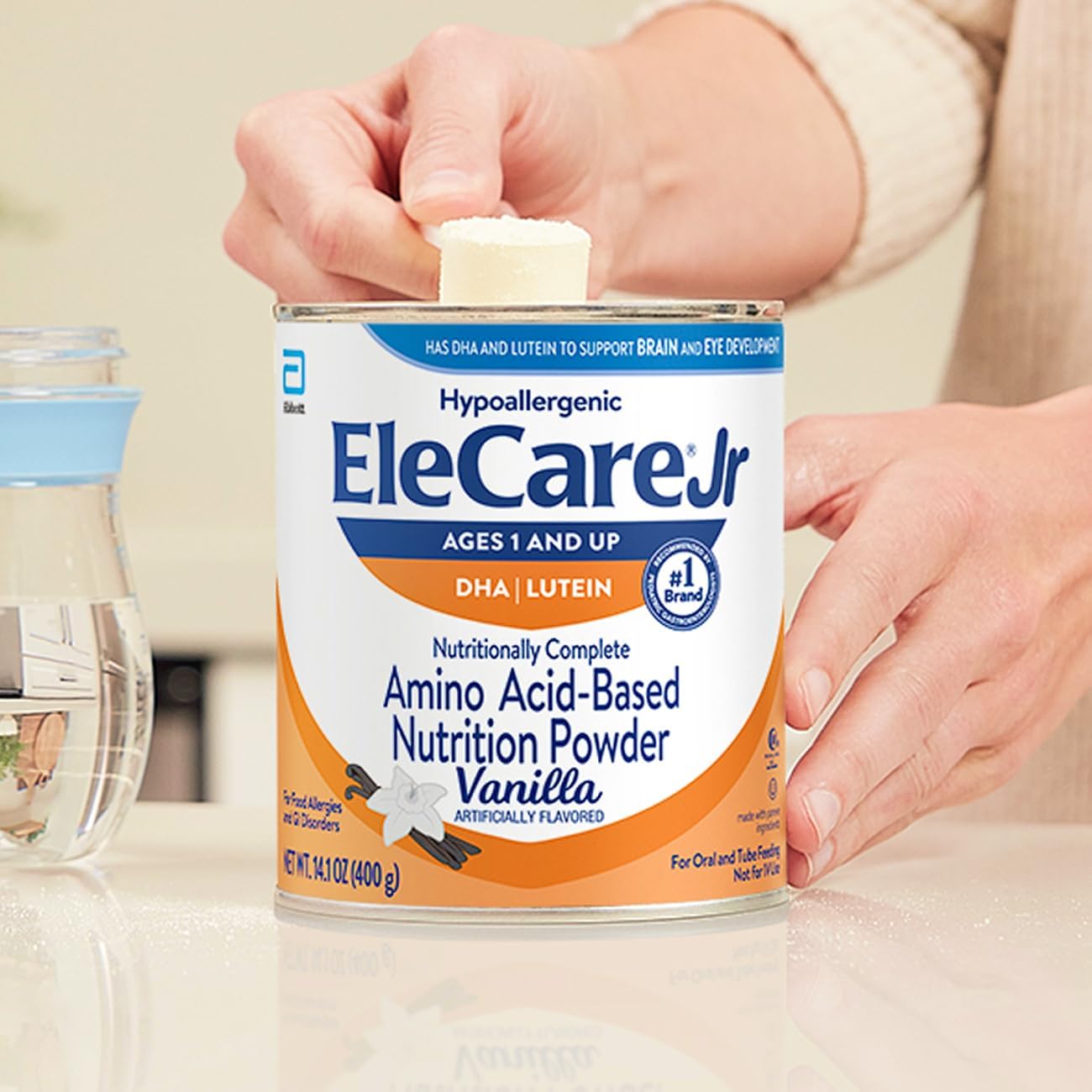 EleCare Jr バニラ、DHA＆ルテイン配合アミノ酸ベース栄養パウダー、1歳以上のお子様に最適な栄養バランス、14.1オンス缶