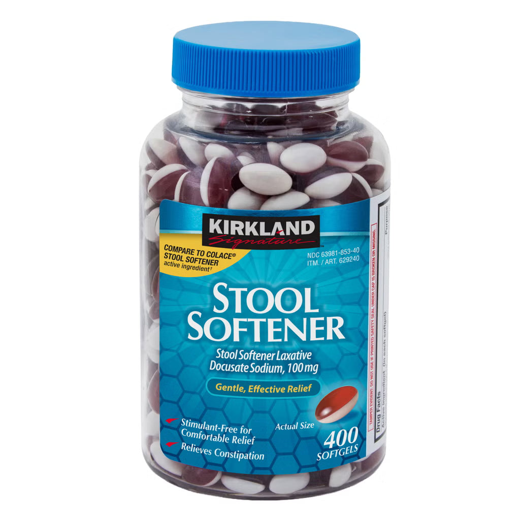 커클랜드 시그니처 스툴 소프너 도큐세이트 소듐 100mg – 400 소프트젤 – 대변을 부드럽게 해 편안한 배변을 돕는 대용량 변 연화제