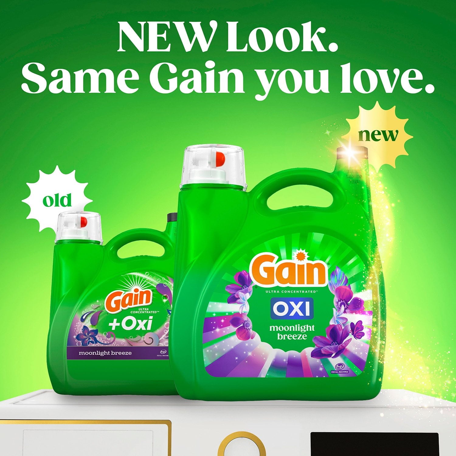 Gain + Oxi 液体洗濯洗剤、ムーンライトブリーズ、159 回分、170 液量オンス。