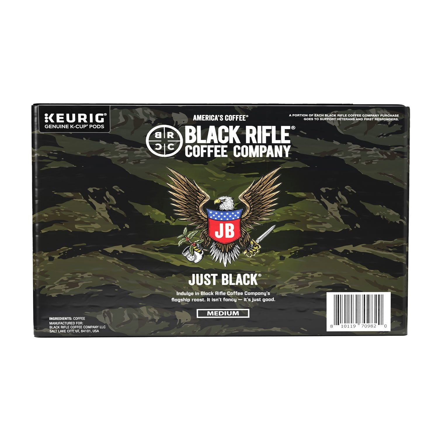 Black Rifle Coffee Company Just Black、ミディアムロースト K-Cup コーヒーポッド、75 個入り。