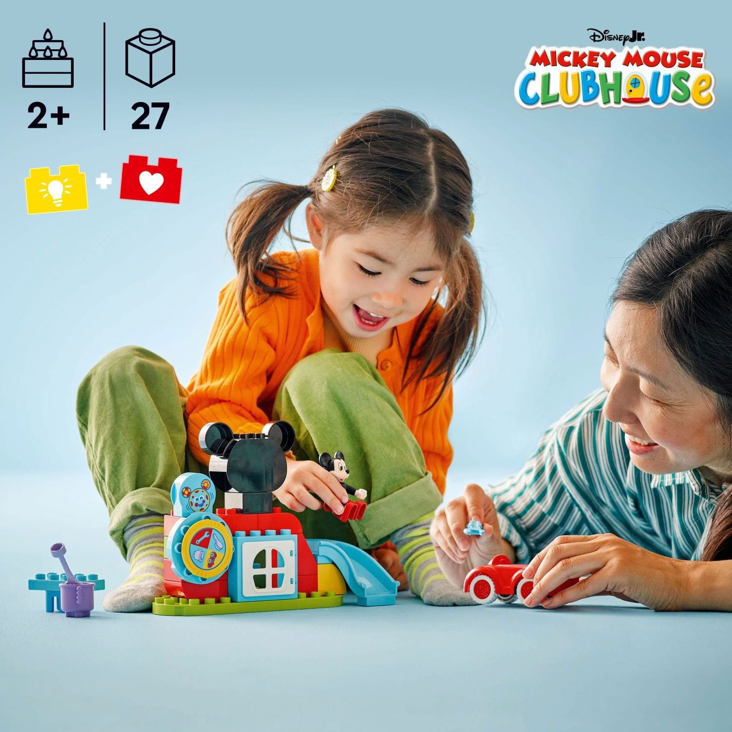 LEGO DUPLO ディズニー ミッキーマウス クラブハウス &amp; カー おもちゃ、27 個。