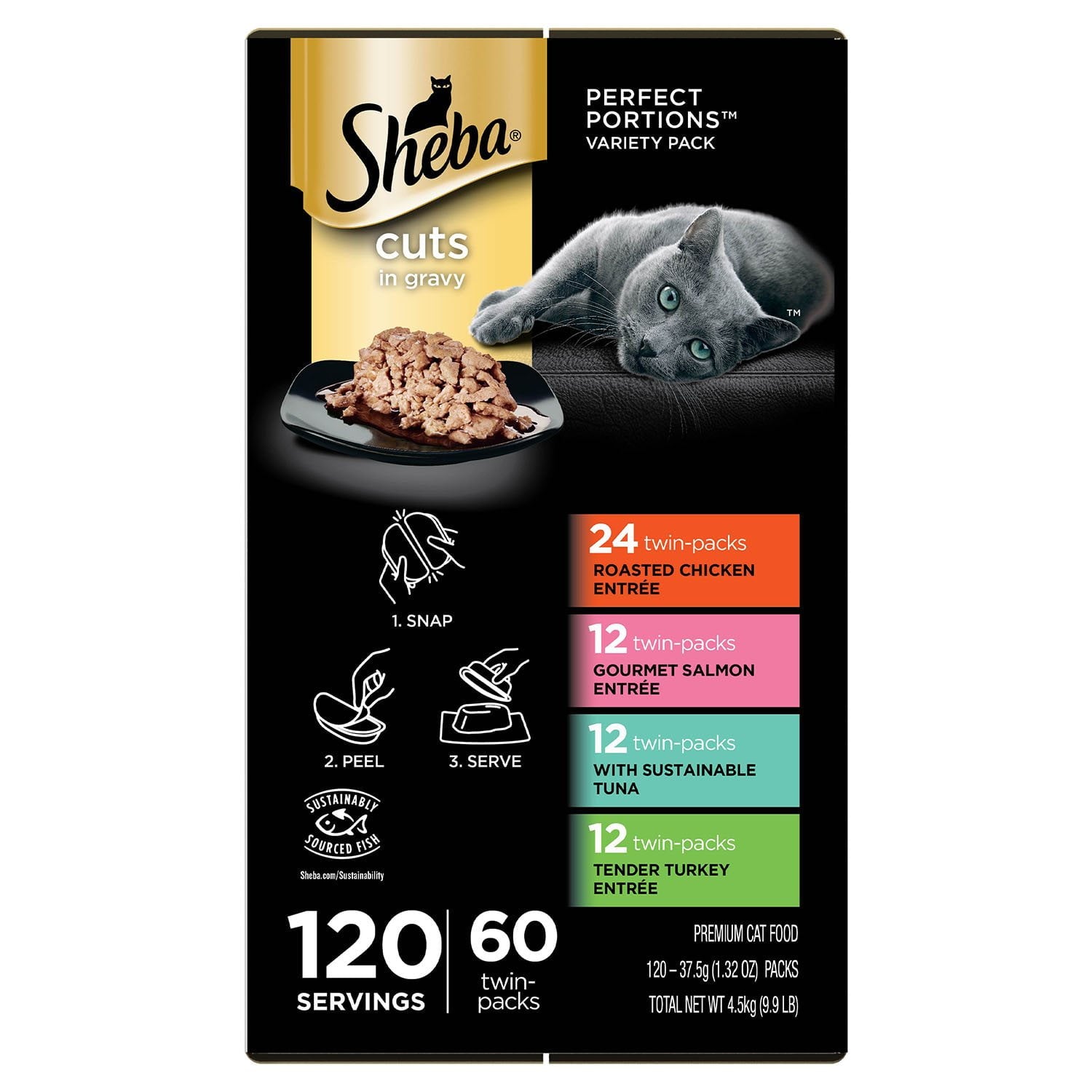 쉬바 퍼펙트 포션 트레이 버라이어티팩 60 ct / 2.6 oz – 신선한 1회 급여 트레이