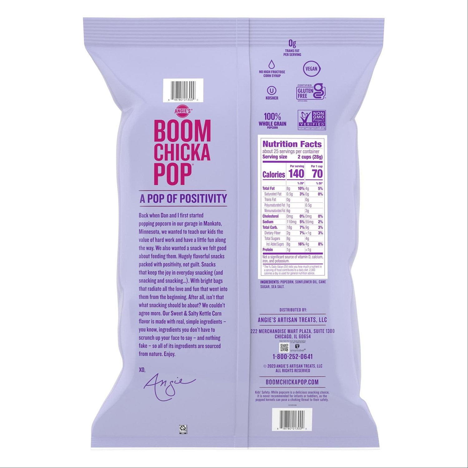 アンジーのBOOMCHICKAPOP スイート＆ソルティ ケトルコーン、25オンス。