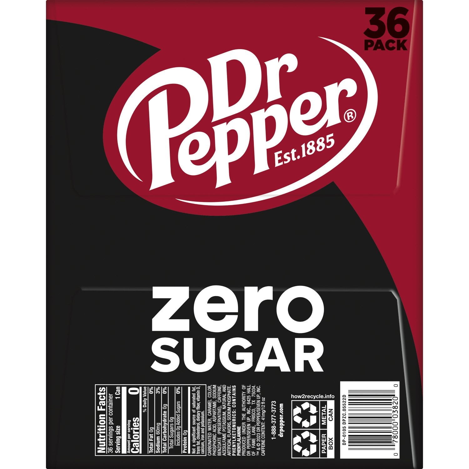 닥터페퍼 제로 슈거 소다, 12fl oz, 36팩