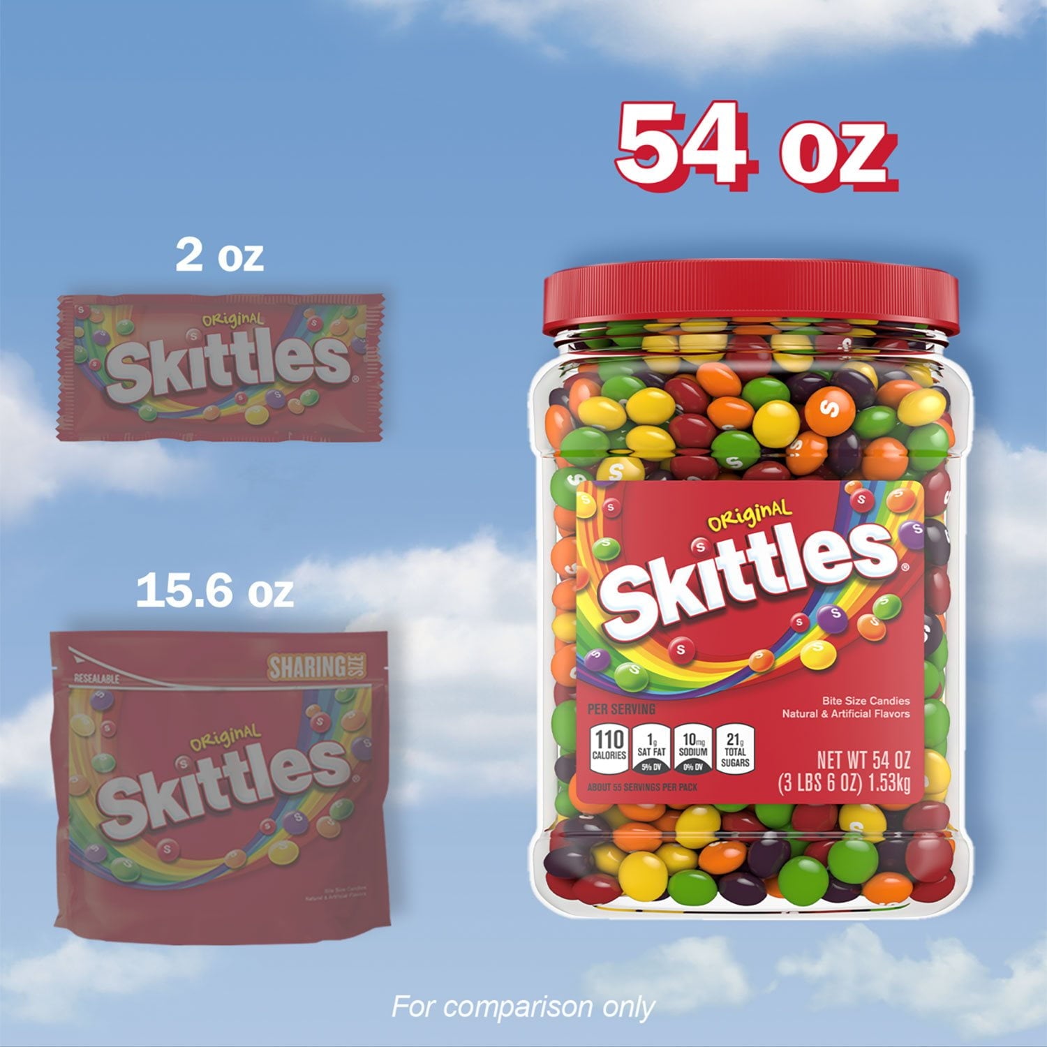 Skittles オリジナル チューイーキャンディー バルクジャー、54 オンス。