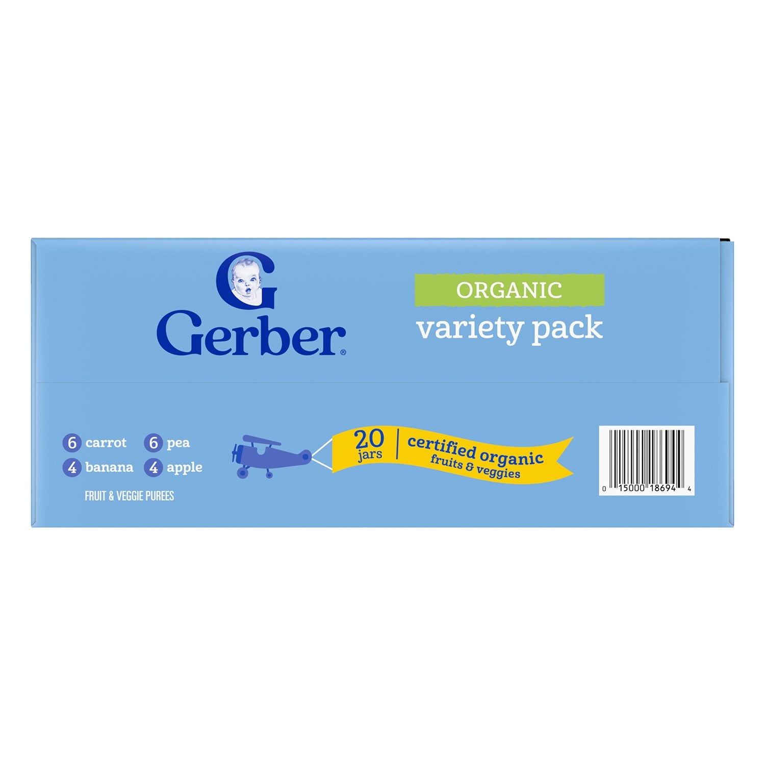 Gerber 1st Foods オーガニック ベビーフード、フルーツ &amp; 野菜バリューパック、4 オンス、20 個入り。