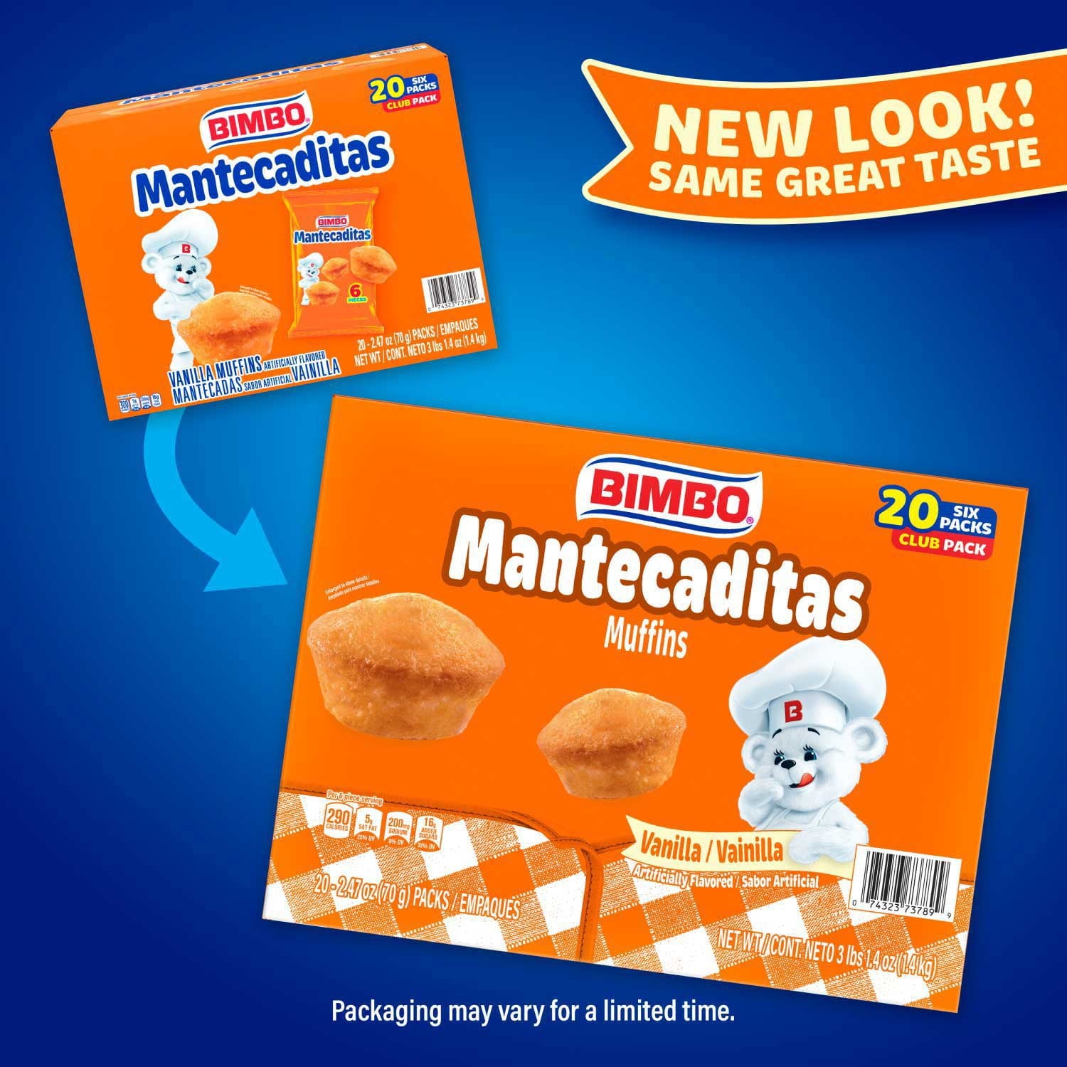 Bimbo Mantecaditas バニラマフィン、一口サイズ、20 個入り。