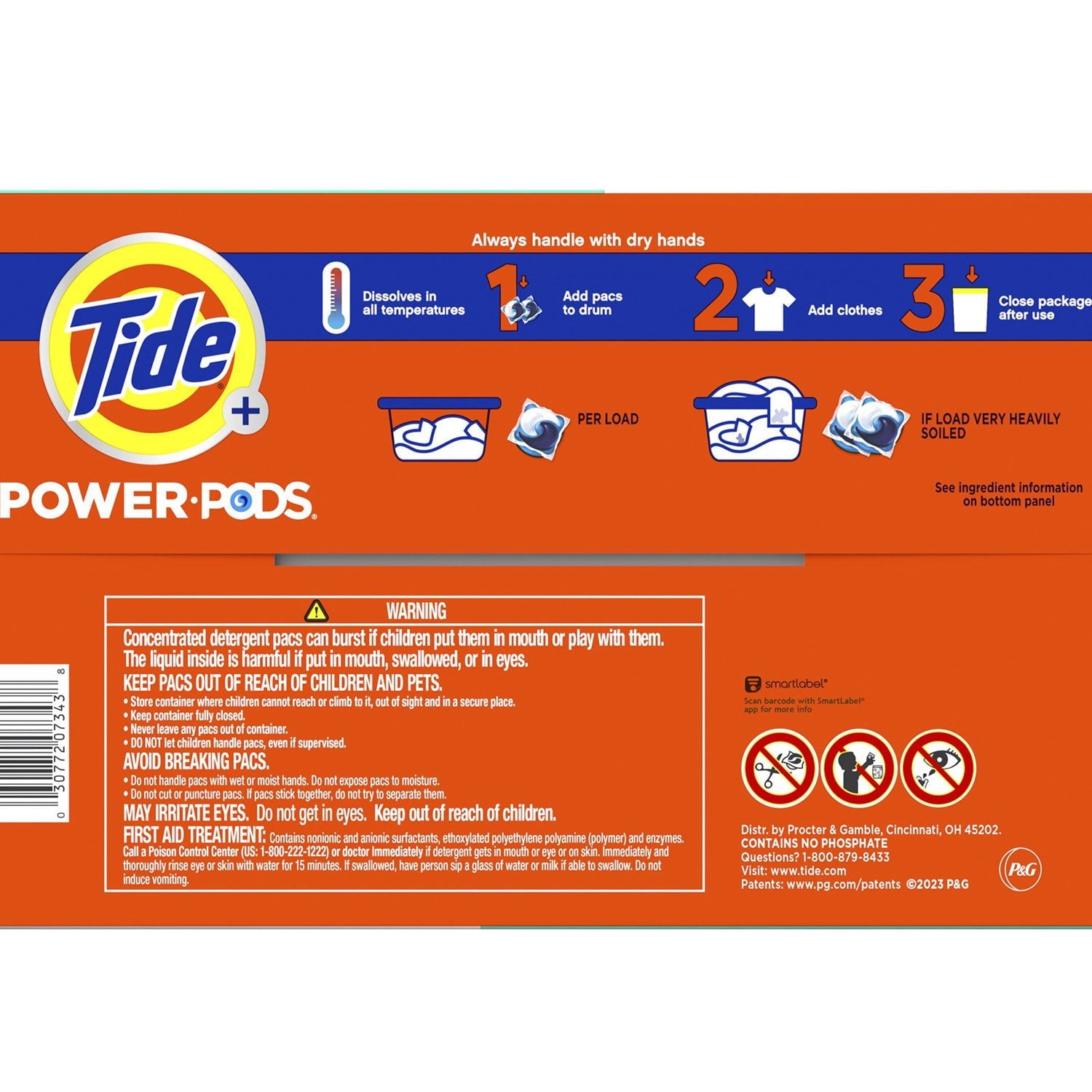 Tide Power PODS + Ultra OXI 洗濯洗剤パック、72 個入り。 