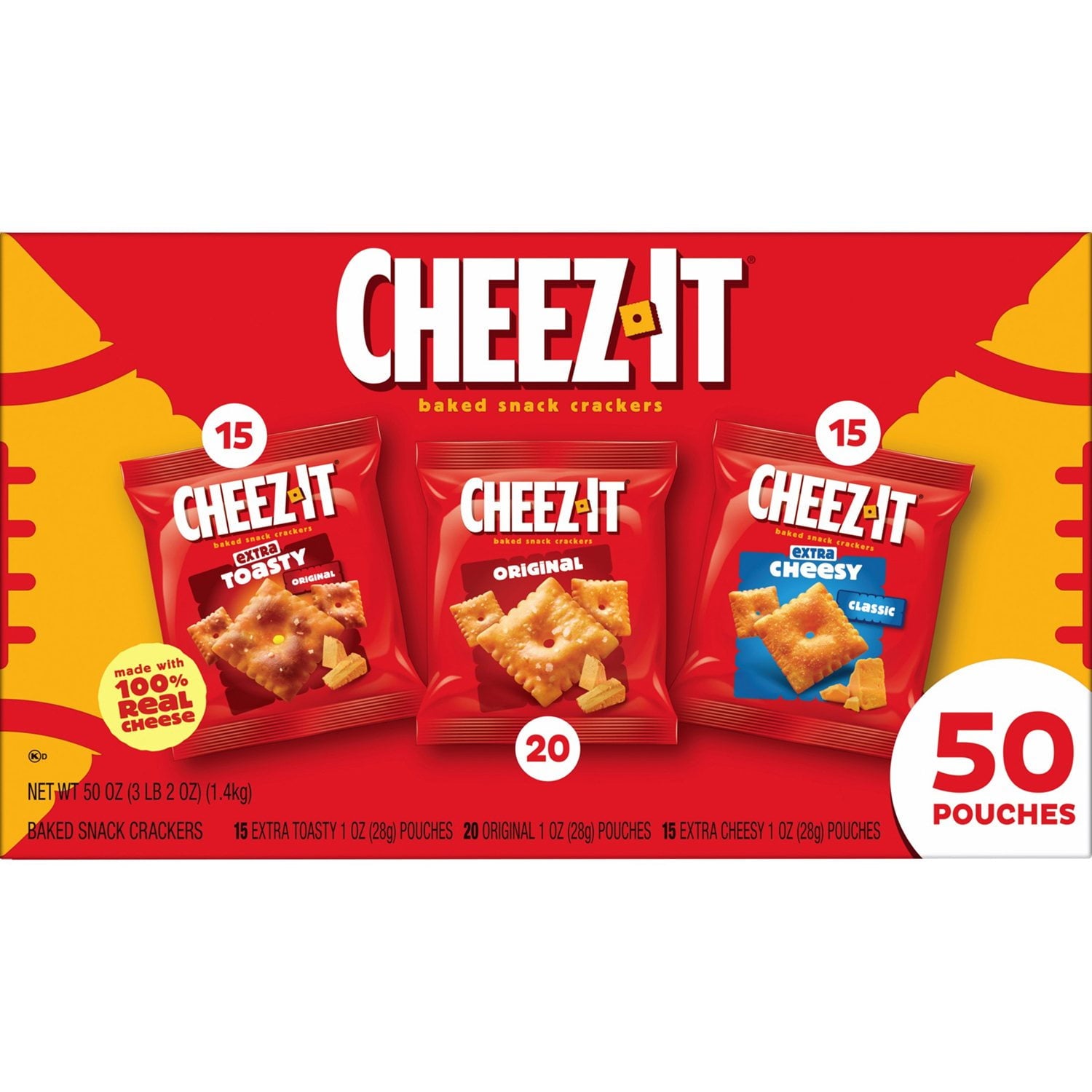 Cheez-It ゲームタイム ミックス バラエティパック、1 オンス、50 個入り。