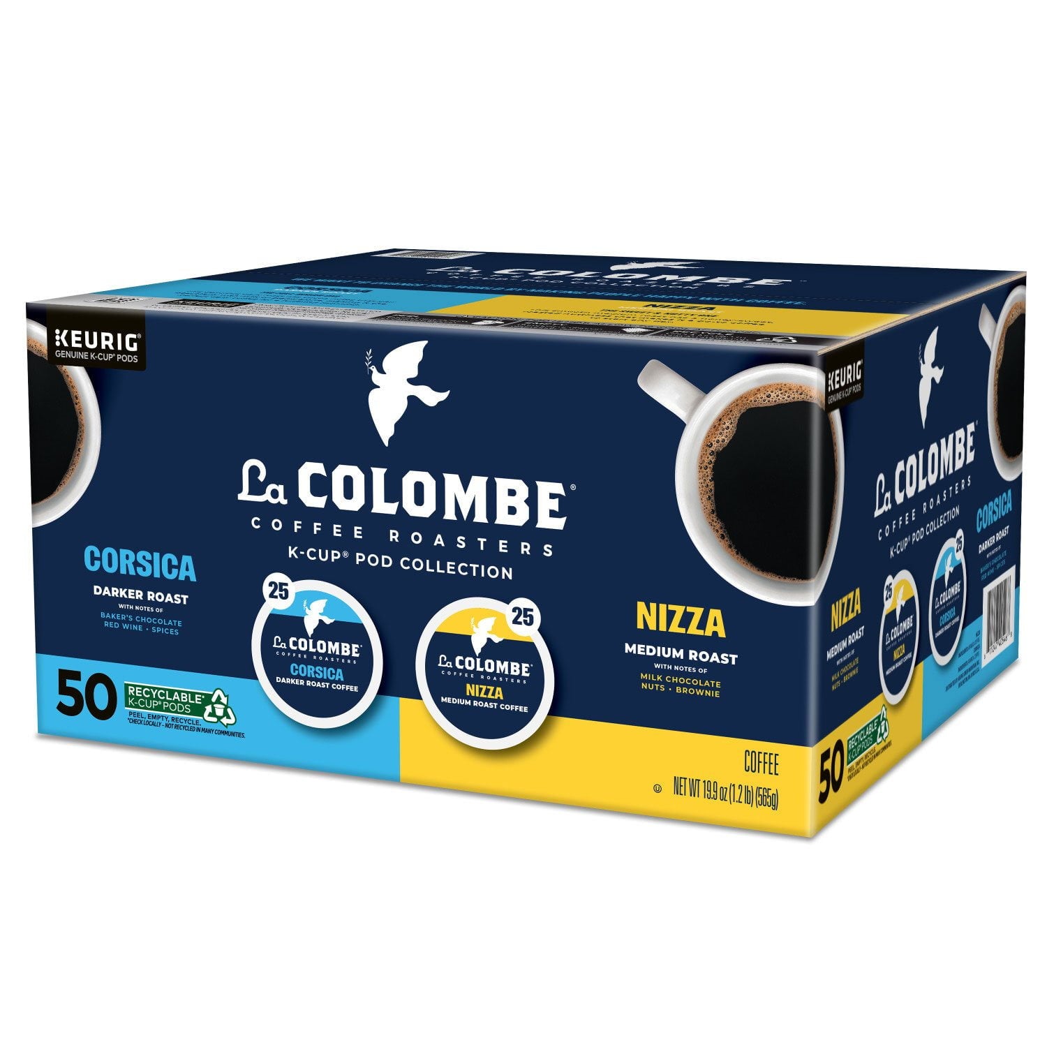 La Colombe Coffee Roasters ミディアムダークローストコーヒーポッド、バラエティパック、50 個入り。