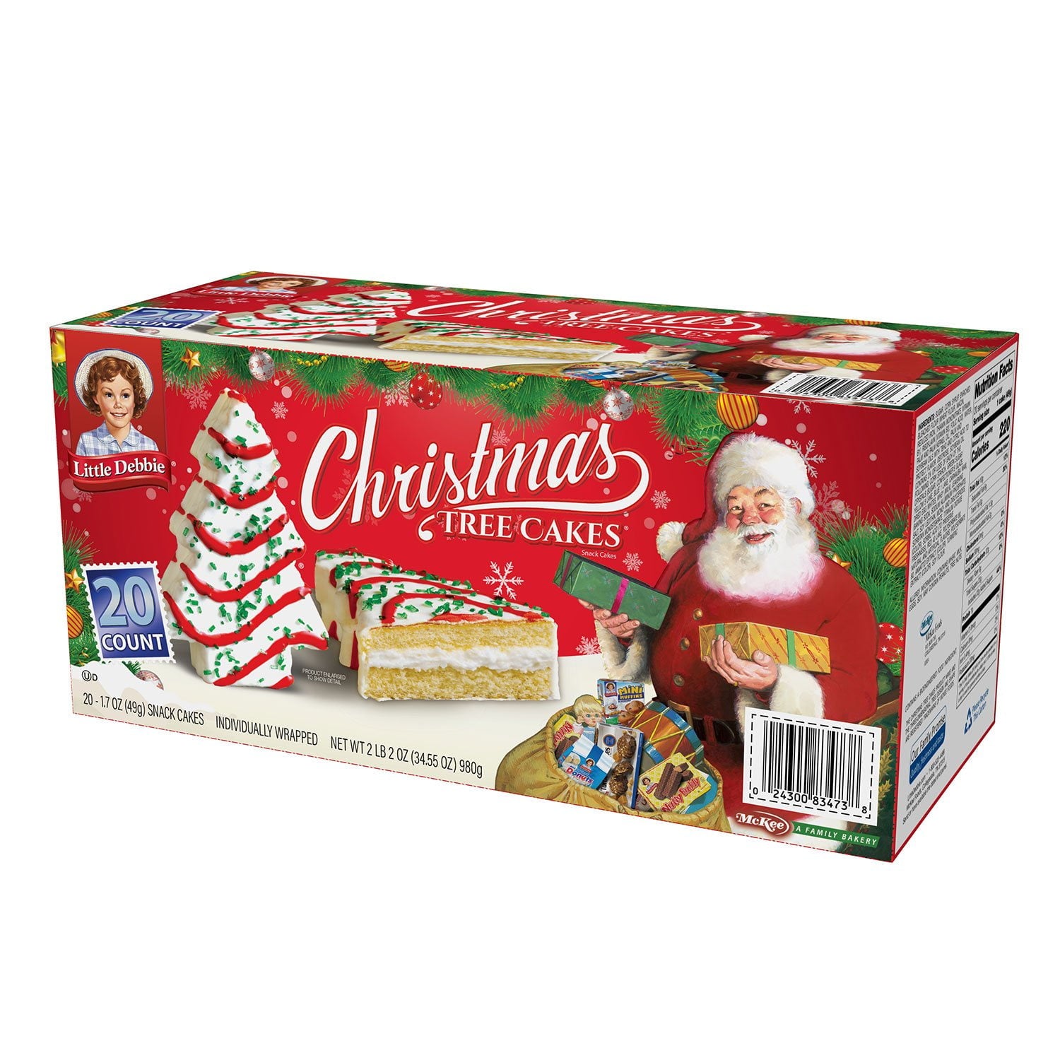 リトル デビー クリスマス ツリー ケーキ、1.7 オンス、20 個入り。