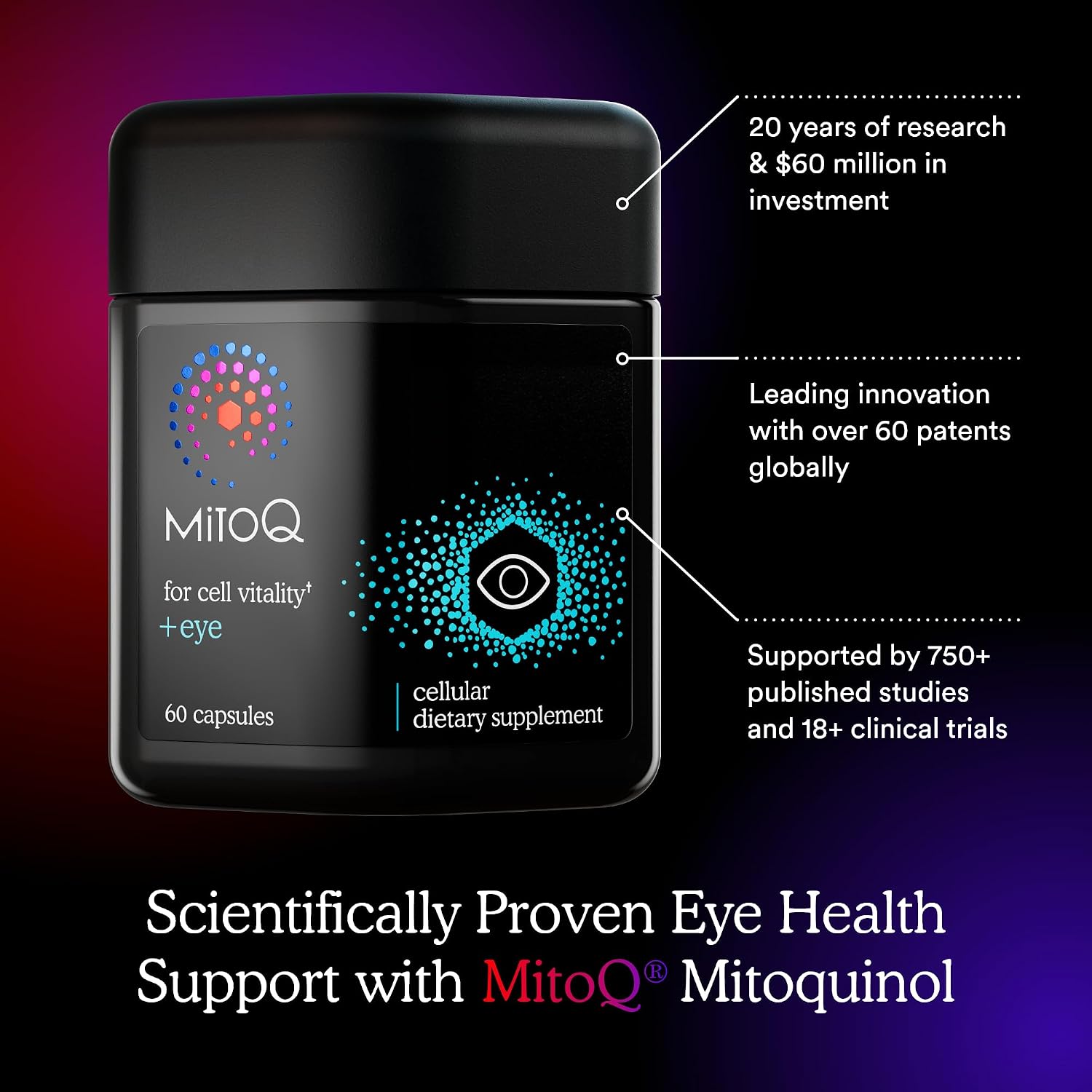 MitoQ +Eye 미토큐 플러스 아이 60캡슐 – 루테인·지아잔틴·빌베리·피크노제놀 눈 건강 영양제