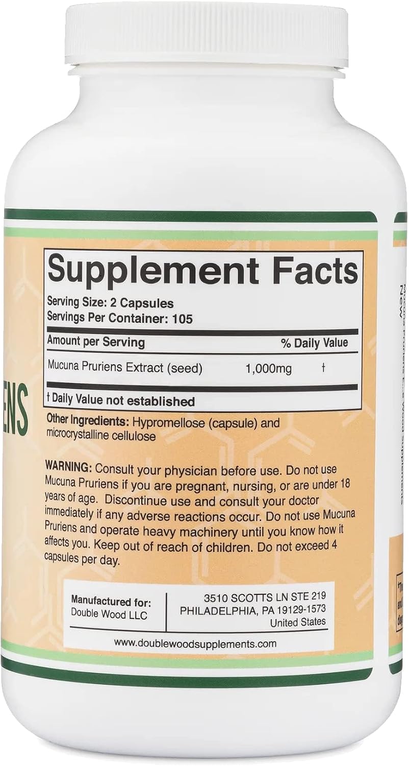 더블우드 무쿠나 프루리엔스 추출물 1000mg 210캡슐 | 기분·동기·집중력·활력 서포트