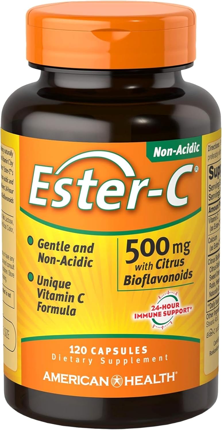 アメリカンヘルス エスターC シトラスバイオフラボノイド配合カプセル - 胃に優しい、非酸性ビタミンC - 500mg、120錠