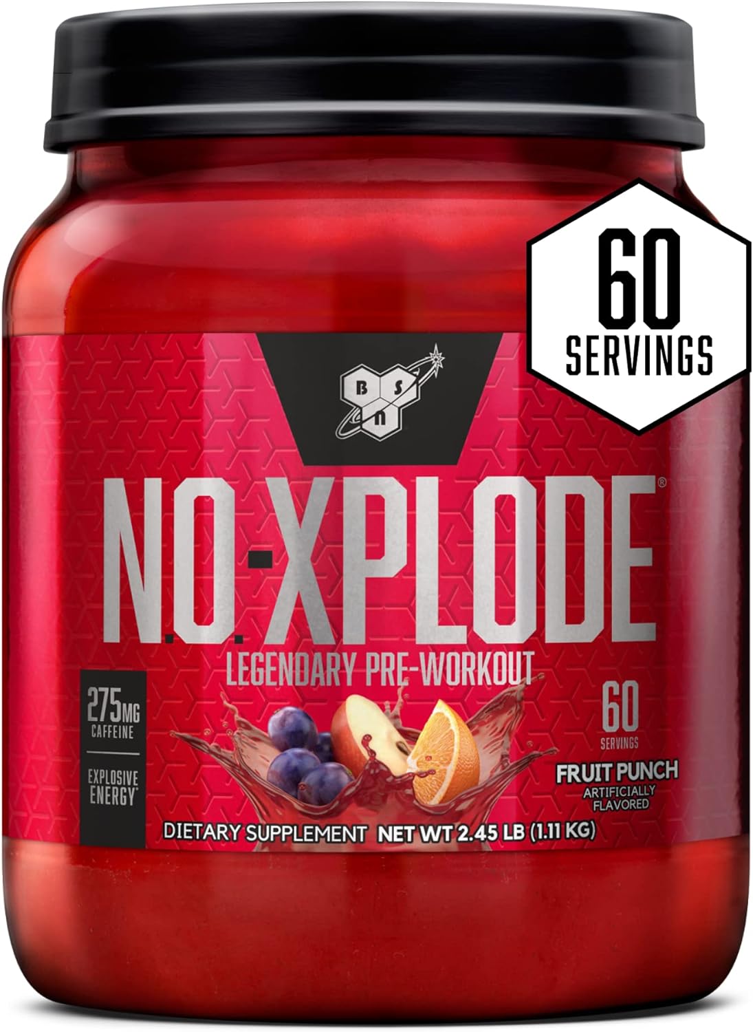 비에스엔 노익스 플로드 프리 워크아웃 파우더 60 Servings – 운동 전 섭취용 파우더