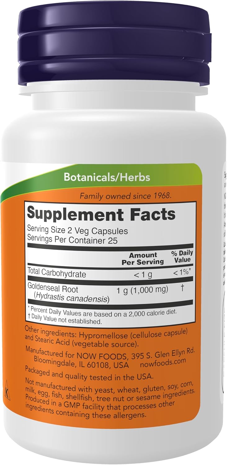 나우푸드 골든씰 루트 500mg 50 베지캡슐 – Goldenseal Root Hydrastis canadensis 미국산 허브 보충제