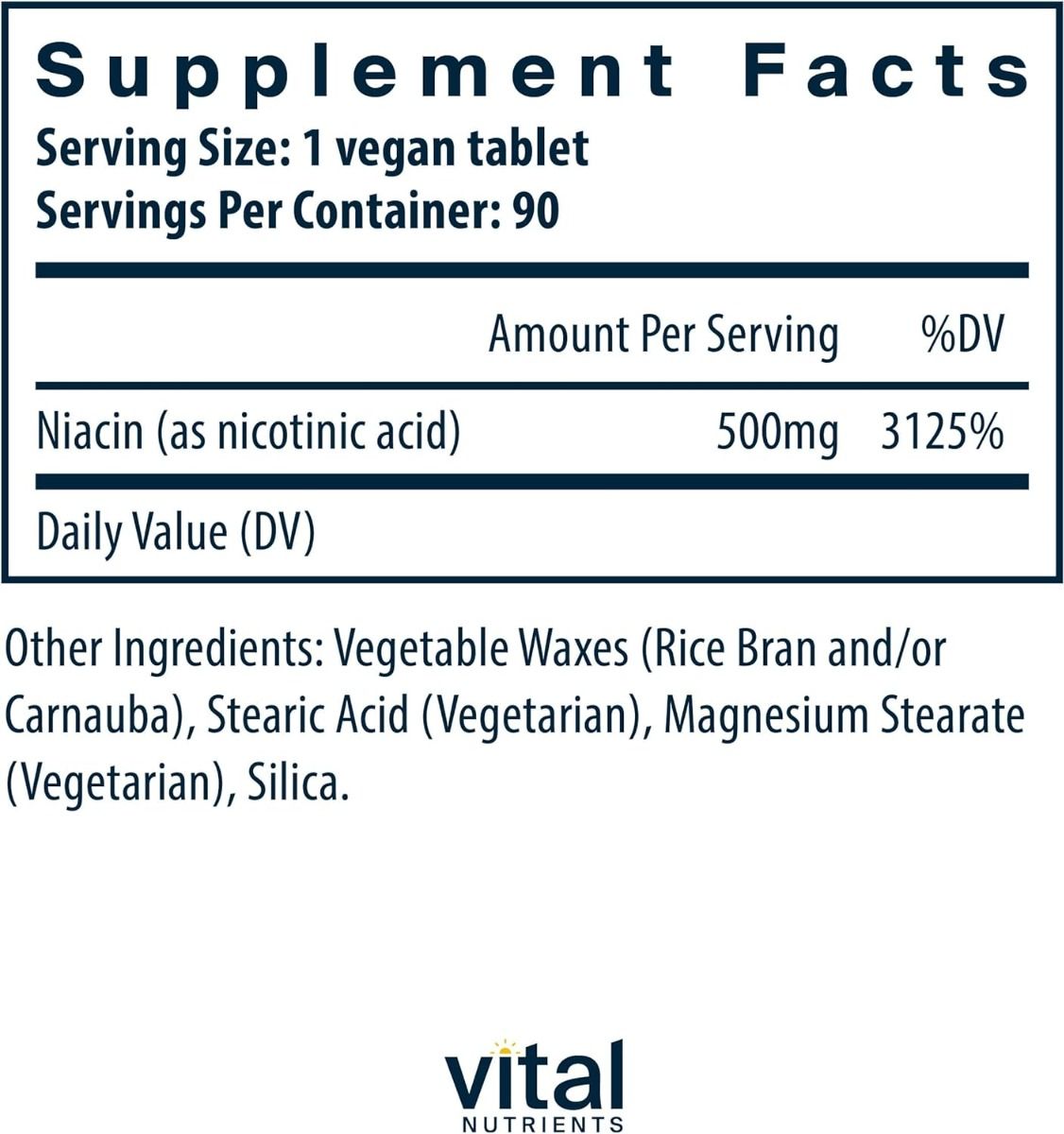 바이탈 뉴트리언스 나이아신 500mg – 90정 – 혈액순환이 신경 쓰이거나 에너지 대사·지질 대사 조절이 필요한 경우 선택되는 고함량 비타민 B3