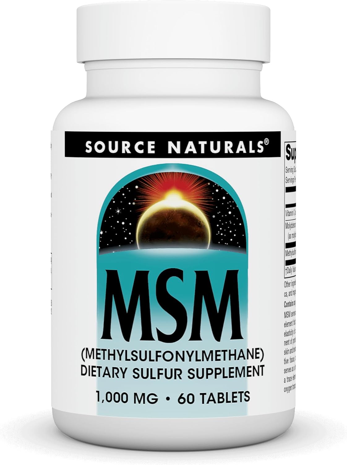 소스 내추럴스 MSM 식이유황 1,000mg 60정 – 메틸설포닐메탄 · 관절 · 연골 · 결합조직 건강 지원