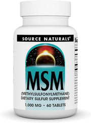 소스 내추럴스 MSM 식이유황 1,000mg 60정 – 메틸설포닐메탄 · 관절 · 연골 · 결합조직 건강 지원