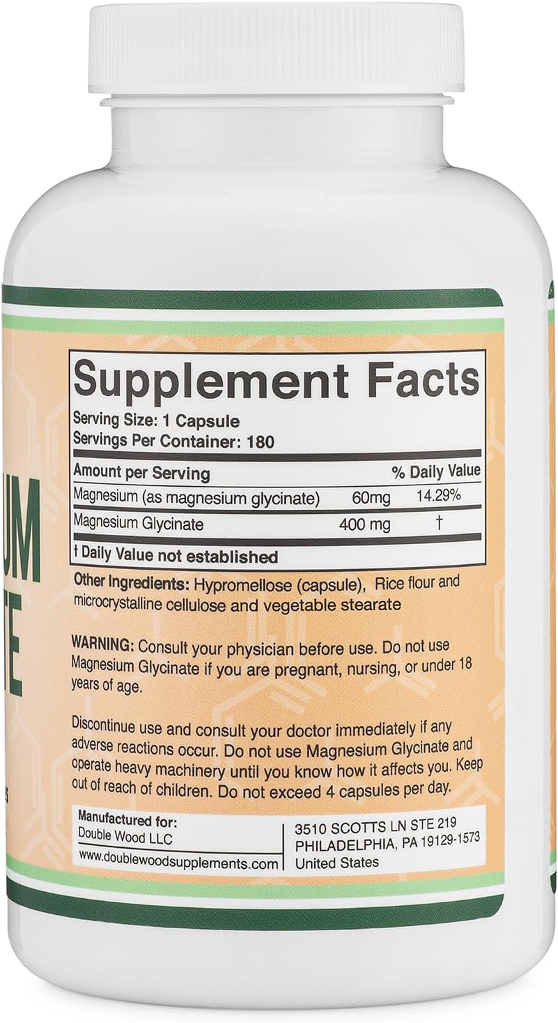 ダブルウッドマグネシウムグリシン酸塩400mg - 180ベジカプセル