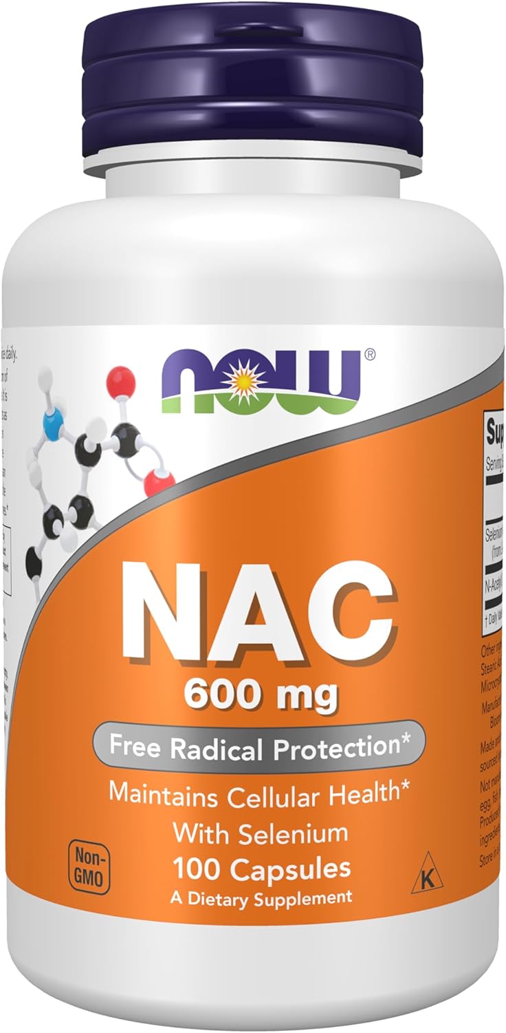 NOWサプリメント、NAC（N-アセチルシステイン）600mg（セレン配合）
