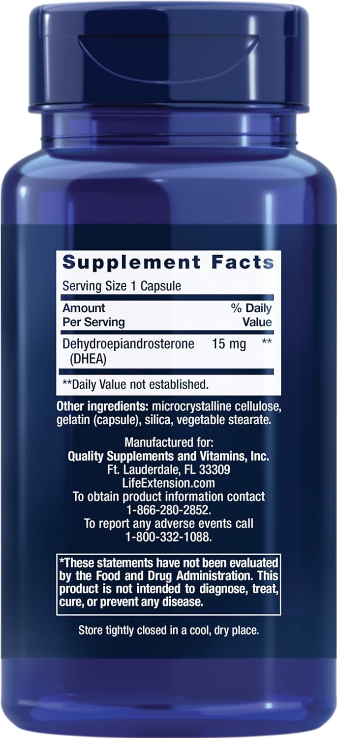 라이프 익스텐션 DHEA 15mg 100캡슐 – 저함량 호르몬 밸런스 · 건강한 에이징 관리