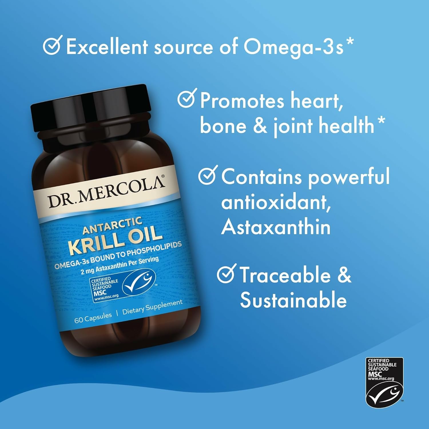 Dr. Mercola 南極クリルオイル - 1,000 mg - オメガ3 60カプセル