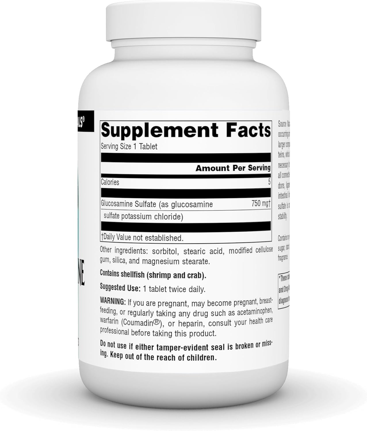 소스 내추럴스 글루코사민 설페이트 750mg 소디움 프리 – 관절 · 연골 · 결합조직 건강 지원
