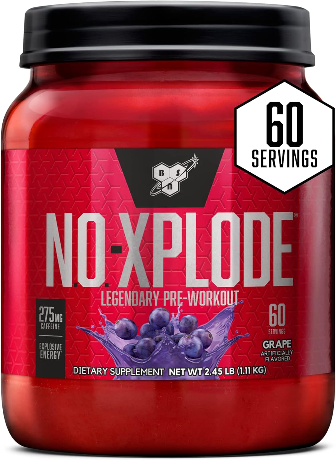 비에스엔 노익스 플로드 프리 워크아웃 파우더 60 Servings – 운동 전 섭취용 파우더