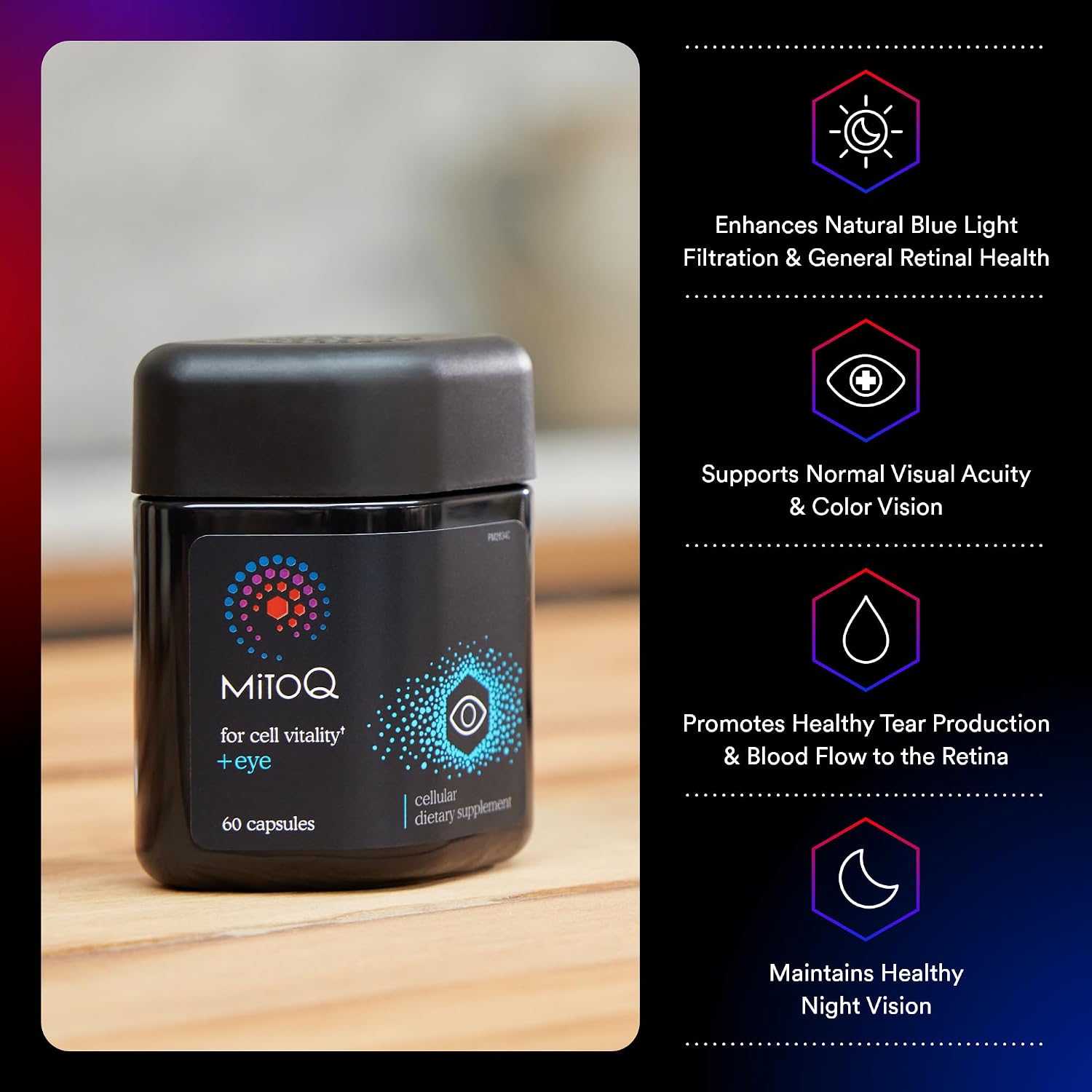 MitoQ +Eye 미토큐 플러스 아이 60캡슐 – 루테인·지아잔틴·빌베리·피크노제놀 눈 건강 영양제