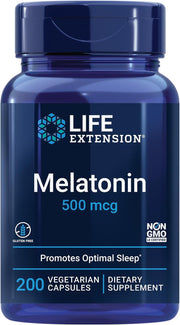 라이프 익스텐션 멜라토닌 500mcg 200 베지 캡슐 초저용량 수면 리듬 숙면 수면 사이클 보충제 제품 이미지