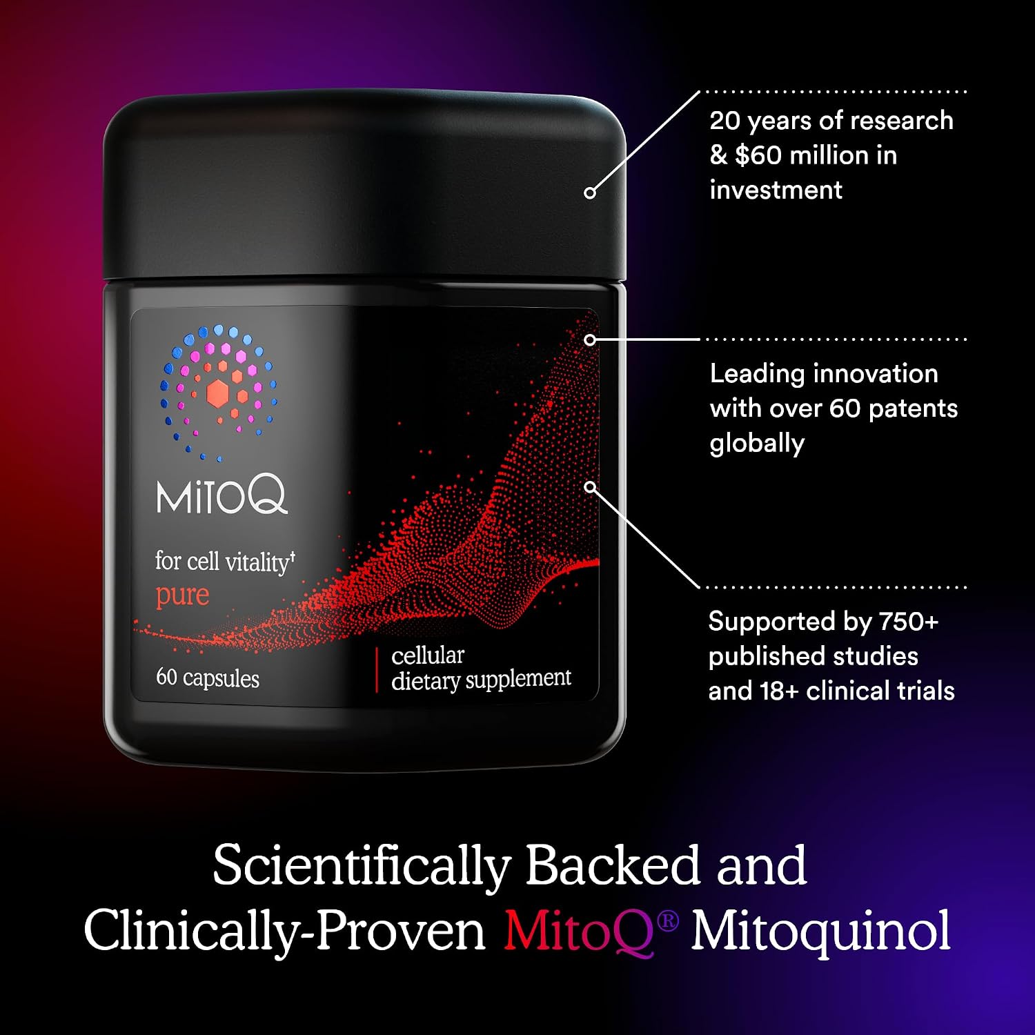 MitoQ Pure 60캡슐 – 특허 미토큐 미토콘드리아 에너지·활력 영양제