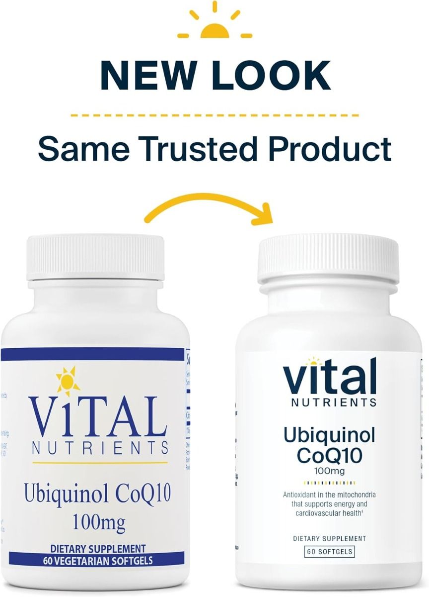 바이탈 뉴트리언스 유비퀴놀 CoQ10 100mg – 60캡슐 – 활성형 CoQ10으로 심장·세포 에너지 보조
