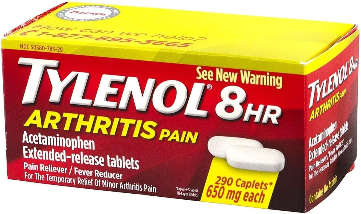 타이레놀 8시간 관절염·관절 통증 완화 아세트아미노펜 650mg 290정 – 서방형 · 관절통 · 근육통 · 허리통증 · 최대 8시간 지속