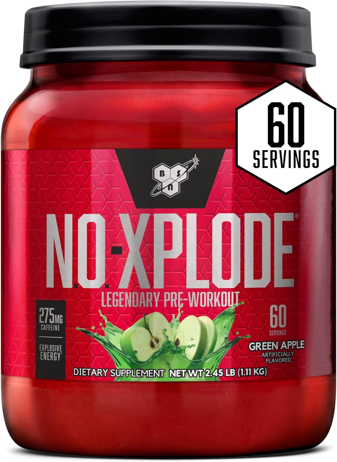 비에스엔 노익스 플로드 프리 워크아웃 파우더 60 Servings – 운동 전 섭취용 파우더