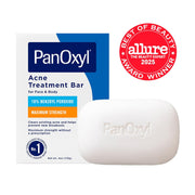 PanOxyl ニキビ治療バー（過酸化ベンゾイル10%配合）、顔、胸、背中用最強ニキビ治療バー、石鹸不使用ボディウォッシュ、ニキビ、白ニキビ、黒ニキビをケア、pHバランス調整済み、ヴィーガン、4オンス