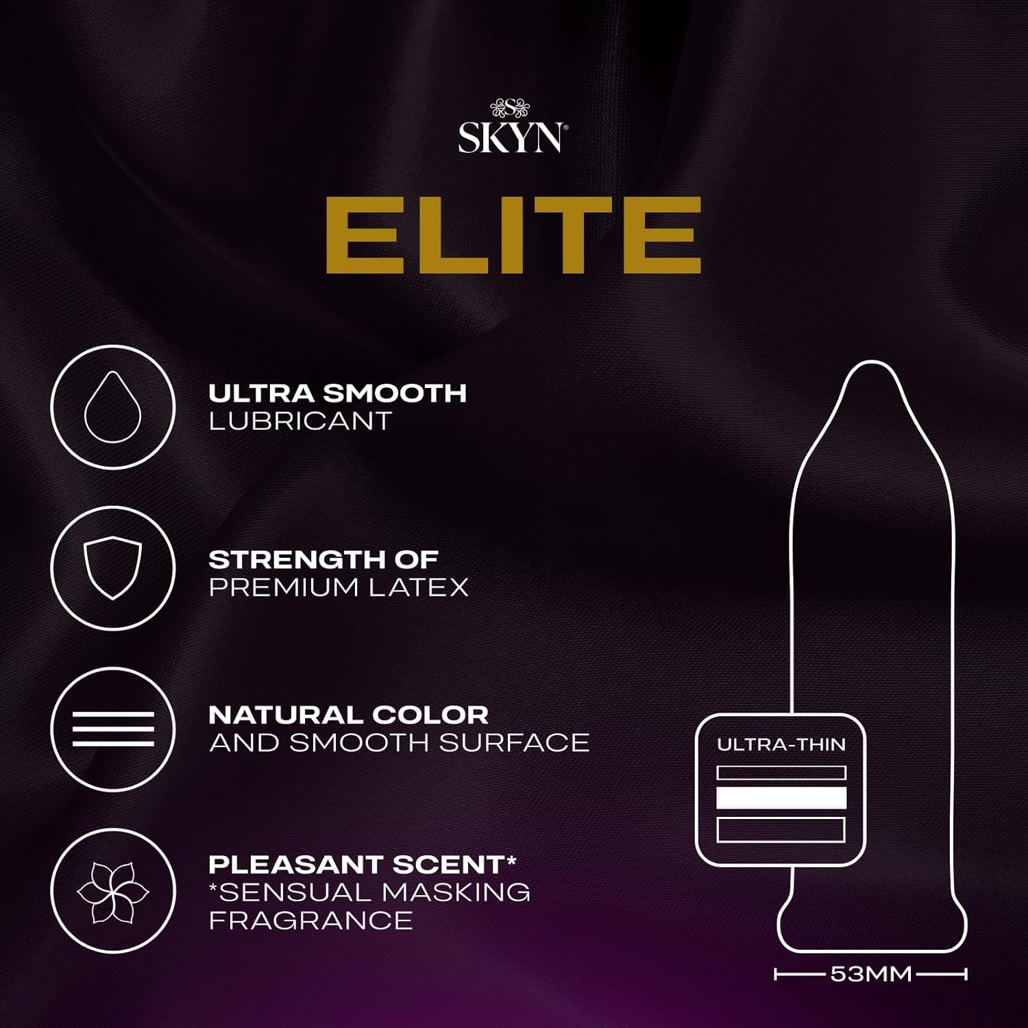 SKYN Elite 스킨 엘리트 얇은 콘돔 – 53mm 스탠다드핏 · 오리지널보다 15% 더 얇은 라텍스 프리, 36개입
