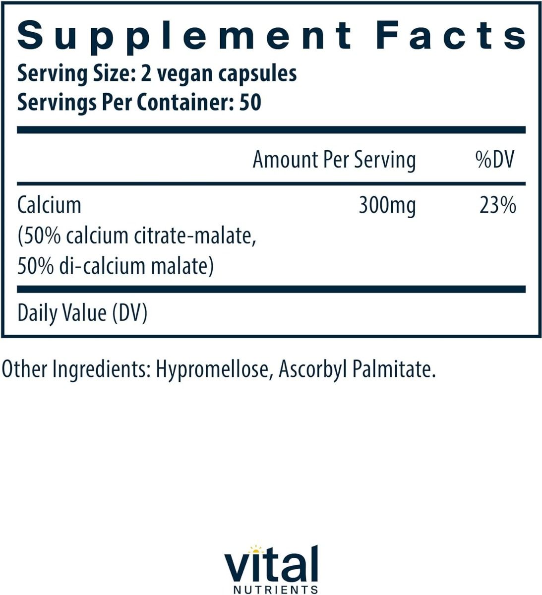 Vital Nutrients Calcium Citrate/Malate 150 MG 100Capsules
