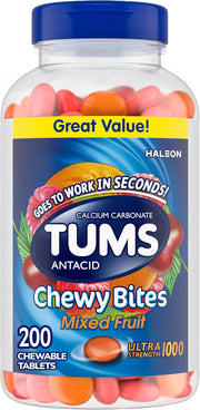 TUMS 텀스 츄이 바이트 엑스트라 스트렝스 750mg 믹스드 프루트 제산제 200정