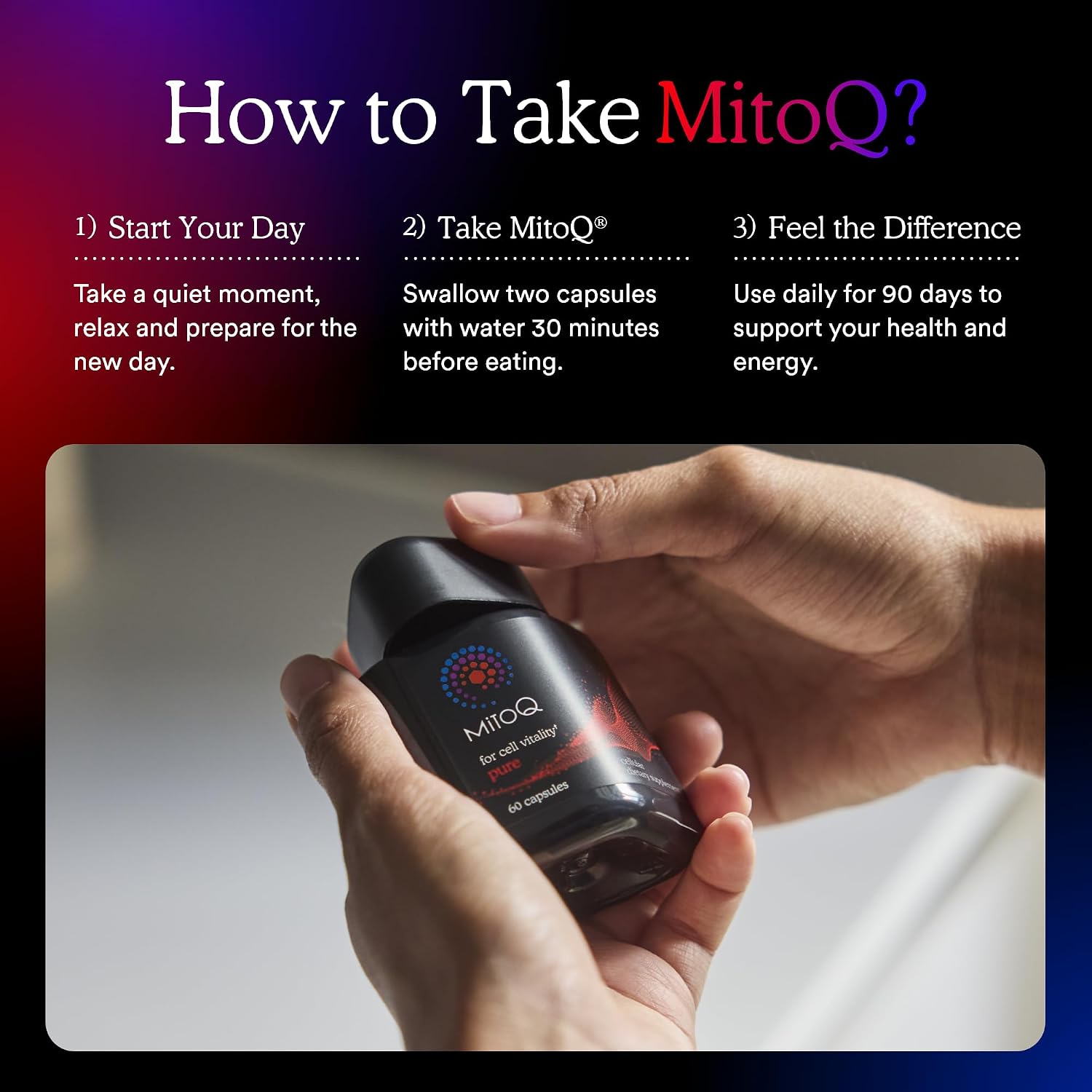 MitoQ Pure 60캡슐 – 특허 미토큐 미토콘드리아 에너지·활력 영양제