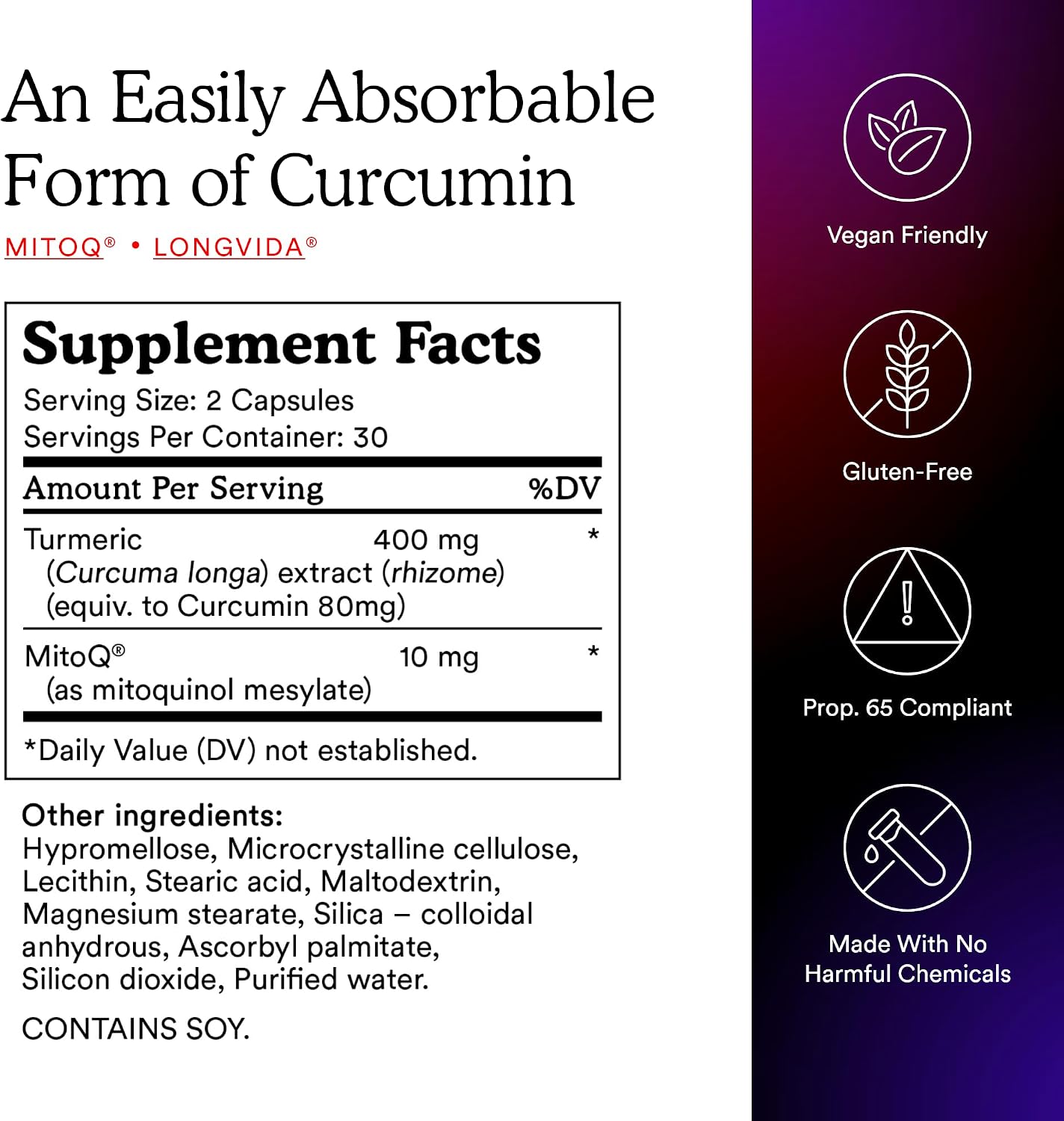 MitoQ Curcumin 미토큐 커큐민 60캡슐 – Longvida 고흡수 커큐민·미토콘드리아 항산화 포뮬러