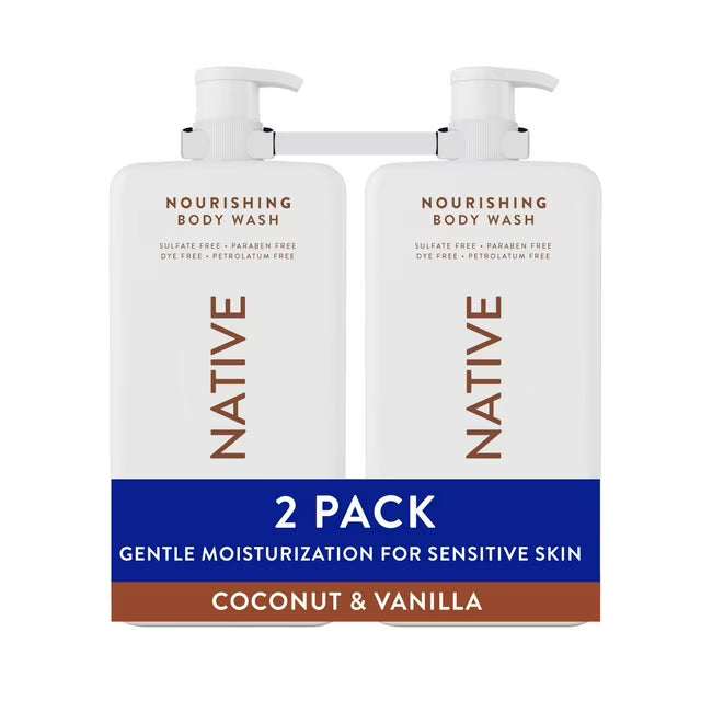 네이티브 너리싱 바디워시 코코넛 & 바닐라 36 fl. oz., 2 pk. – 부드러운 거품과 코코넛·바닐라 향, 촉촉한 사용감