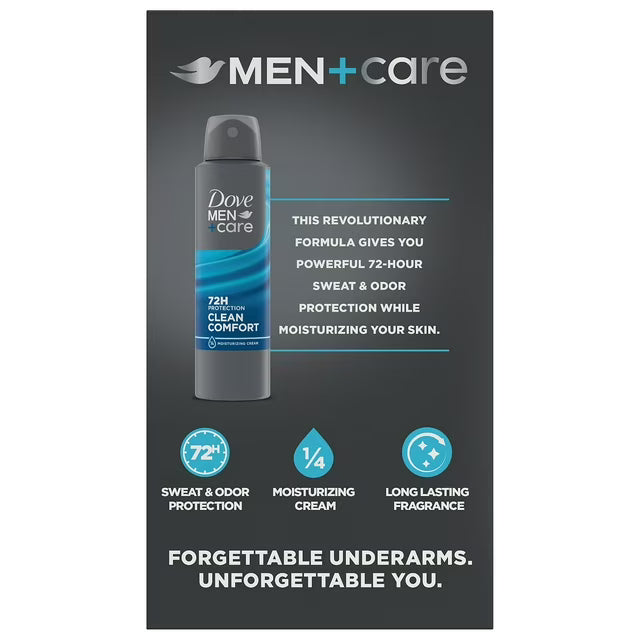 도브 맨케어 클린 컴포트 안티퍼스피런트 데오드란트 드라이 스프레이 3.8 oz., 3 pk. – 빠르게 마르는 분사형 타입으로 끈적임 없이 상쾌한 사용감