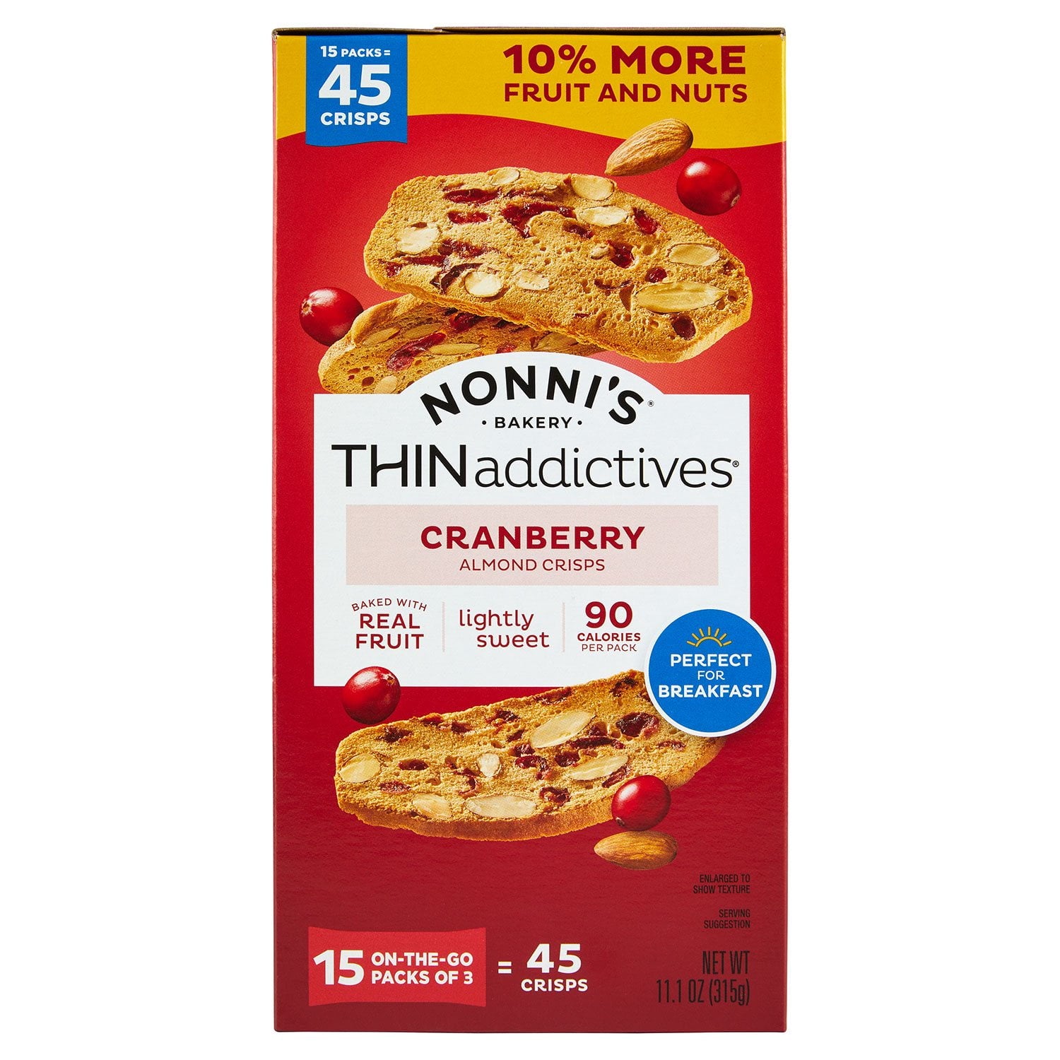 Nonni's THINaddictives クランベリー アーモンド クリスプ 15 パック