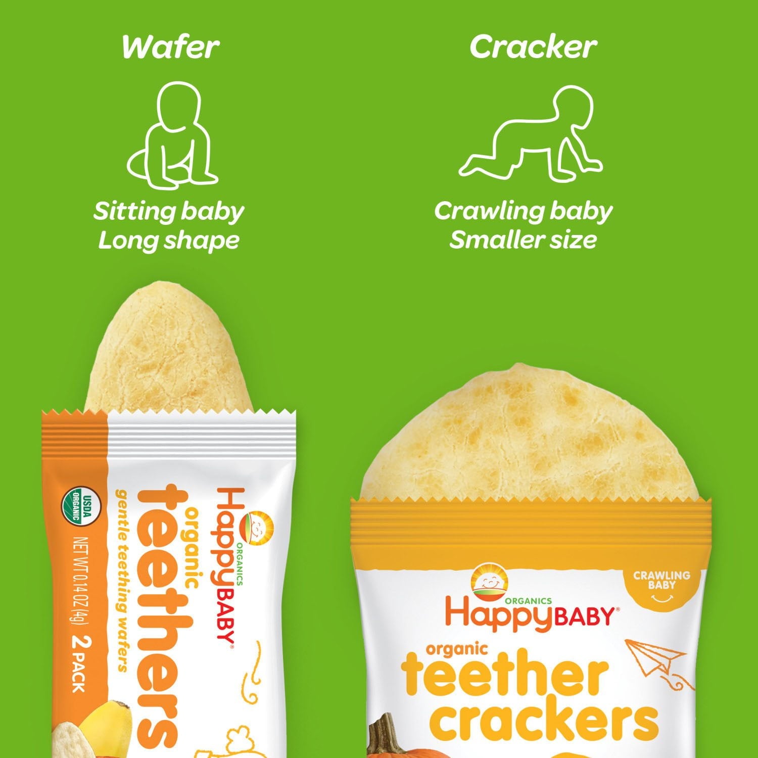 HappyBABY Organics 歯固め＆歯固めクラッカー、バラエティパック、36 個入り。